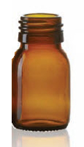 30 ml siroopfles, amber, type 3 geblazen glas